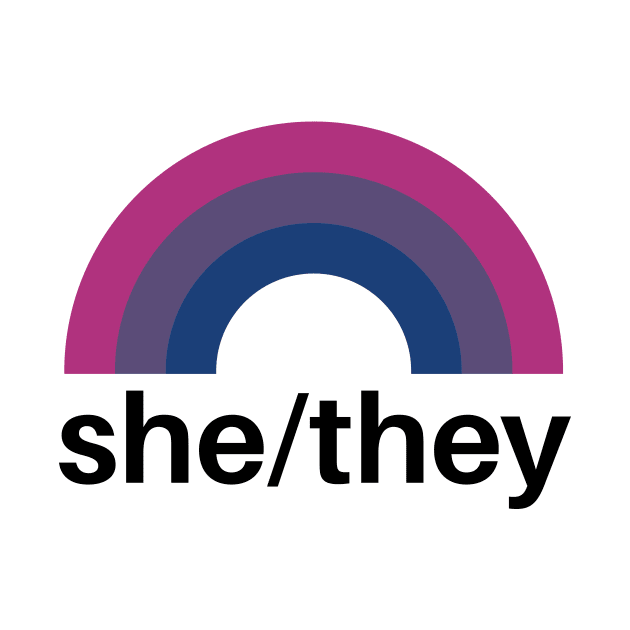 She/They Pronouns Bisexual Pride by lavenderhearts