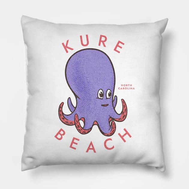 Kure Beach, NC Summertime Vacationing Octopus Pillow by Contentarama