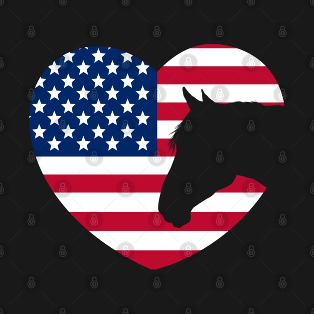 Horse Lover American Flag Heart by Sleazoid