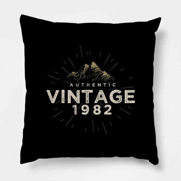 Authentic Vintage 1982 Birthday Design Pillow by DanielLiamGill