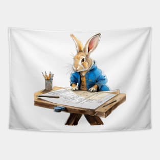 Architect Peter rabbit at drafting table Tapestry