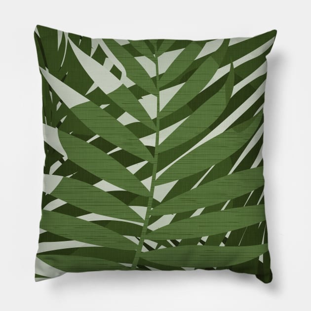 Green Palm Leaves / Illustration Pillow by matise