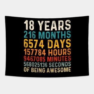 18 Years old of Being Awesome, 18th Birthday Gift Vintage Tapestry