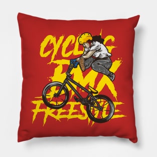 cycling bmx freestyle vector badge Pillow