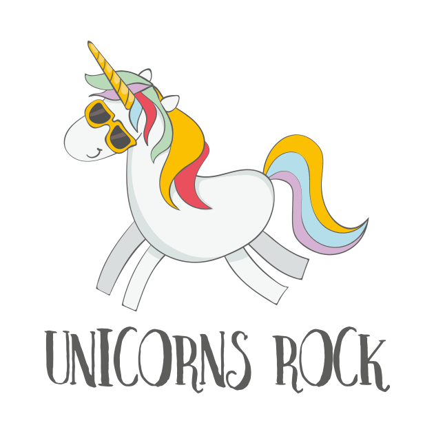 Unicorns Rock! Funny Cute Unicorn Rock by Dreamy Panda Designs
