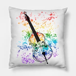 Double Bass Rainbow Colours Bassist Jazz Musician Pillow