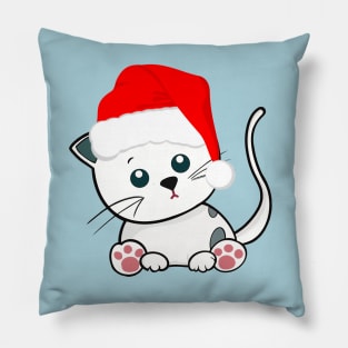 Cat wearing a Santa Hat Pillow