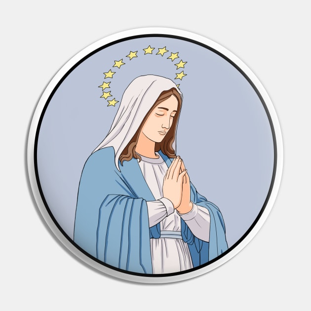 Virgin Mary Pray Circle Pin by gin3art