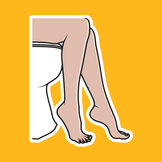 Woman Sitting On Toilet Sticker vector illustration. Part of people in the bathroom doing their routine hygiene procedures series. People fashion icon concept. People foot sticker design logo. by AlviStudio