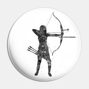 Archery girl black and white Pin