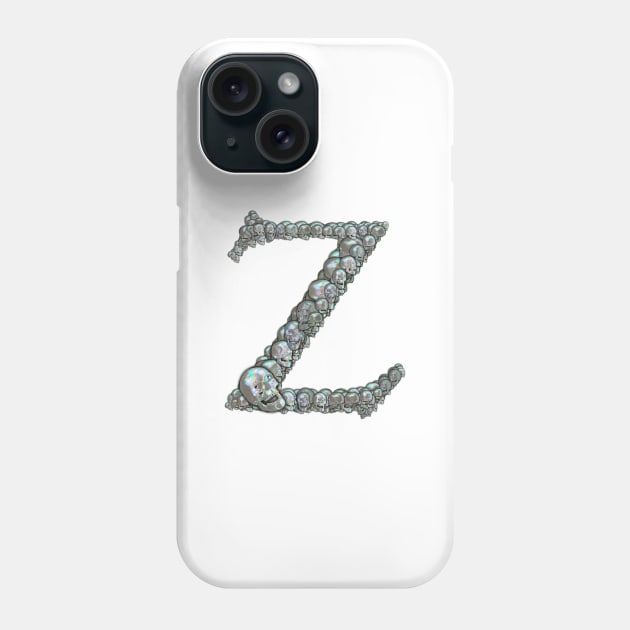 Skull Alphabet Z Phone Case by dinaaaaaah