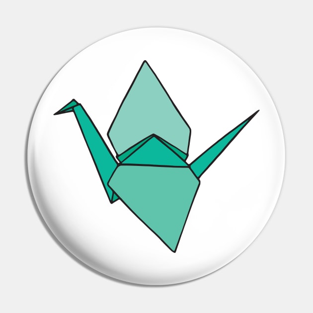 Green Origami Paper Crane Pin by murialbezanson