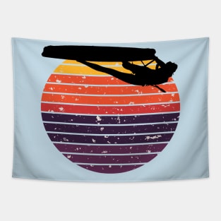 Kitesurfer Freestyle Action Black Silhouette Retro Sunset Tapestry