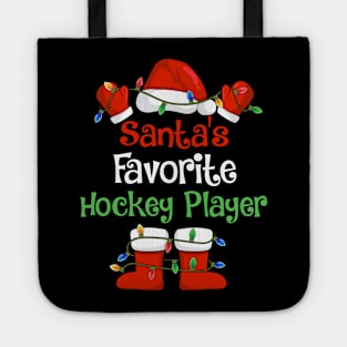 Santa's Favorite Hockey Player Funny Christmas Pajamas Tote