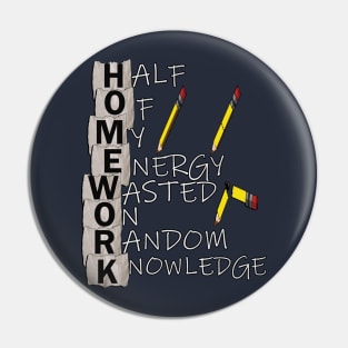 Funny Back to School Homework Definition Student & Teacher Fun Quote School Gift Pin