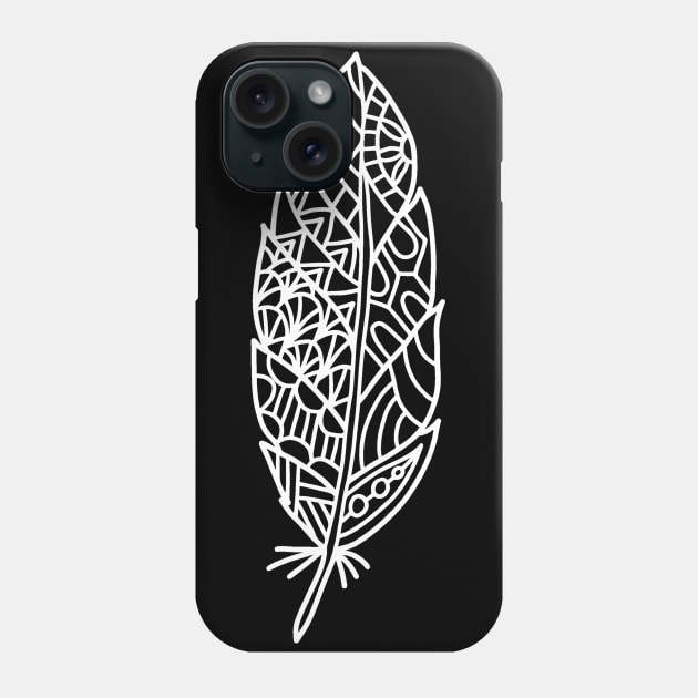 Zentangle Feather Line Art Phone Case by StacysCellar