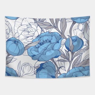 Blue and gray peonies Tapestry