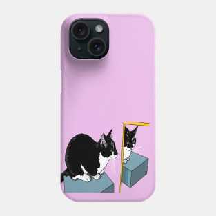 Cute Tuxedo Cat admires himself with attitude  Copyright TeAnne Phone Case