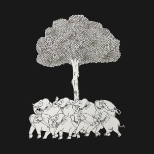 Group of elephants | indian folk painting | phad painting T-Shirt