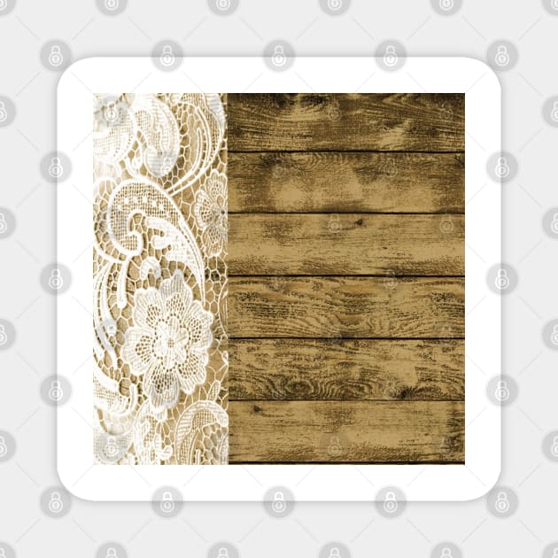 Western Country Barn Wood and Lace Magnet by Tina