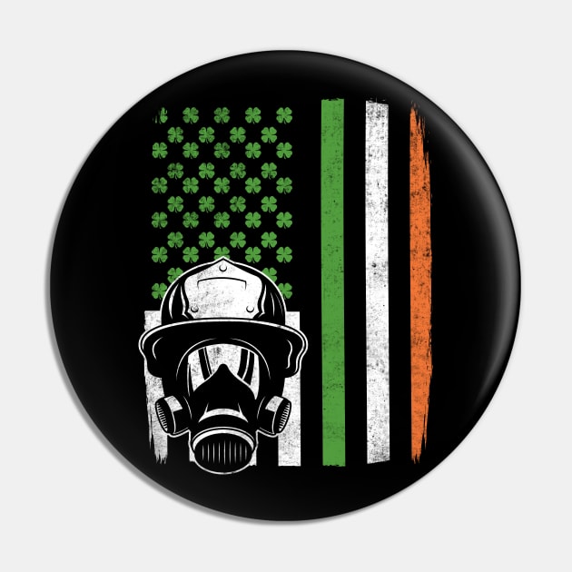 St Patricks Day Firefighter Irish American Flag Gift Pin by HCMGift