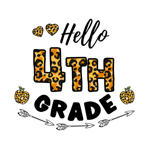 Hello 4th Grade Leopard Back To School by Centorinoruben.Butterfly