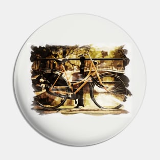 AMSTERDAM, Netherlands Watercolor Bike Fine Art Pin