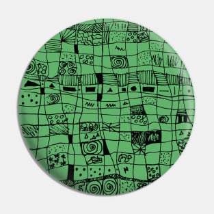 Grid design in scribble design in green Pin