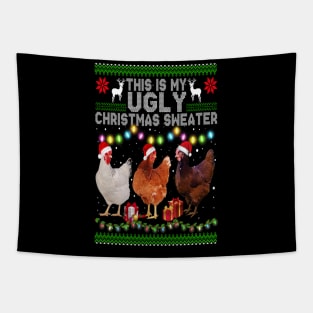 Funny Chicken Christmas This Is My Christmas Sweater Tapestry