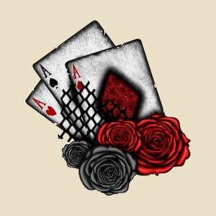 Playing Cards with Red Roses T-Shirt