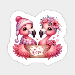 Valentine Love Flamingos Magnet