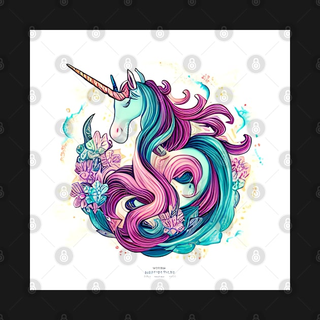 Unicorn with colorful hair by Greenbubble