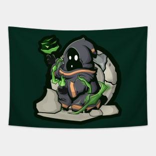 Character dark green wizard with green light Tapestry