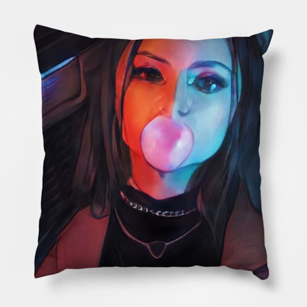 Bubble Gum Woman Geek Designer Dune Stika Artistic Anime Style Pillow by cornelliusy