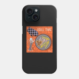 Grill Time on Orange Background Phone Case