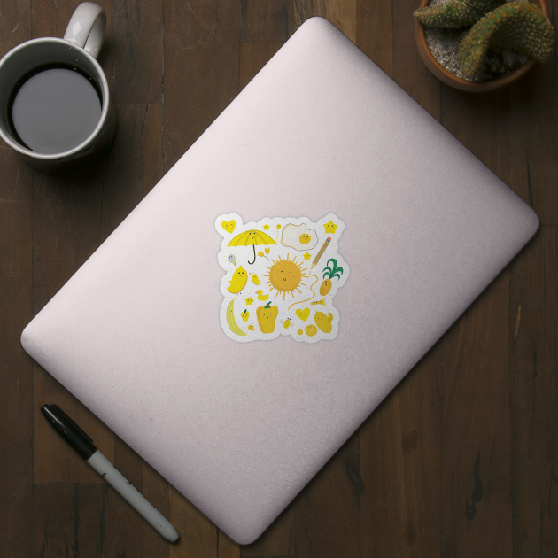 YELLOW KAWAII STUFF Sticker for Sale by smoochugs