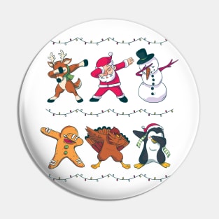 Christmas Dabbing Santa Reindeer Snowman Penguin Gingerbread Cookie Funny Kids Pin