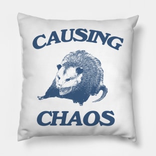 Opossum causing chaos shirt, Funny Possum Meme Pillow