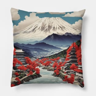 Iwate Japan Travel Vintage Tourism Poster Pillow