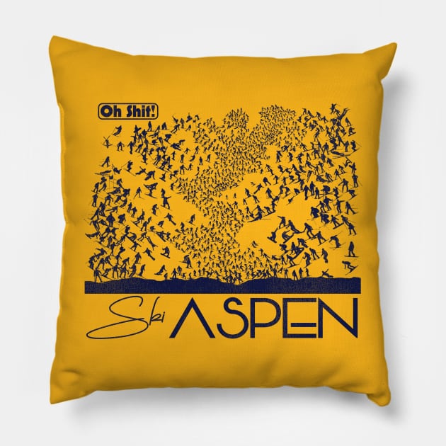 Oh Shit! Ski Aspen Pillow by darklordpug