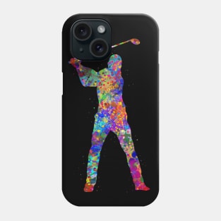 Male golfer watercolor art Phone Case