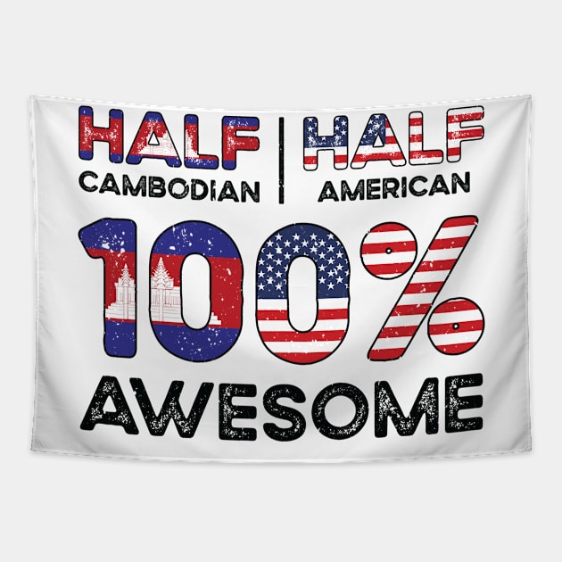 Half Cambodian Cambodia American USA Citizenship Tapestry by Tom´s TeeStore