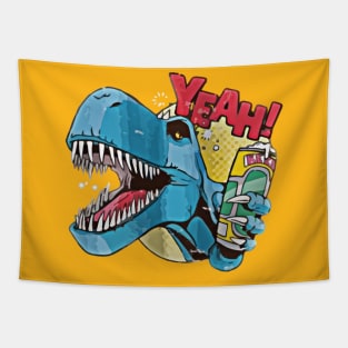 Drunk Dinosaur T-Rex Funny Yeah Tapestry