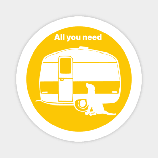 ALL YOU NEED A DOG A CARAVAN YELLOW2 Magnet