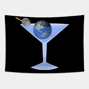 Cosmos-politan Earth Moon Olives Martini Glass Tapestry