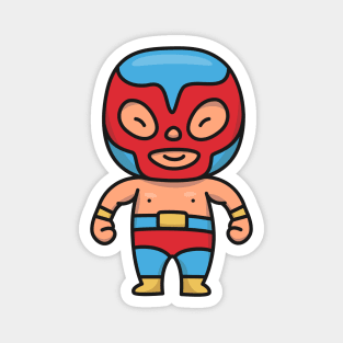 Cute Mexican Luchador Wrestler Cartoon Magnet