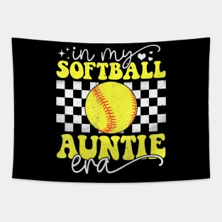 In My Softball Auntie Era Groovy Retro Proud Softball Auntie Tapestry