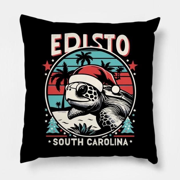 Edisto South Carolina Christmas Sea Turtle Pillow by SubtleSplit