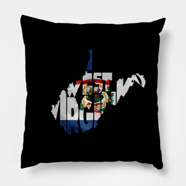 West Virginia Typo Map Pillow by inspirowl