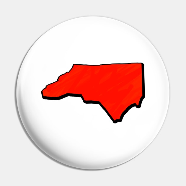 Bright Red North Carolina Outline Pin by Mookle